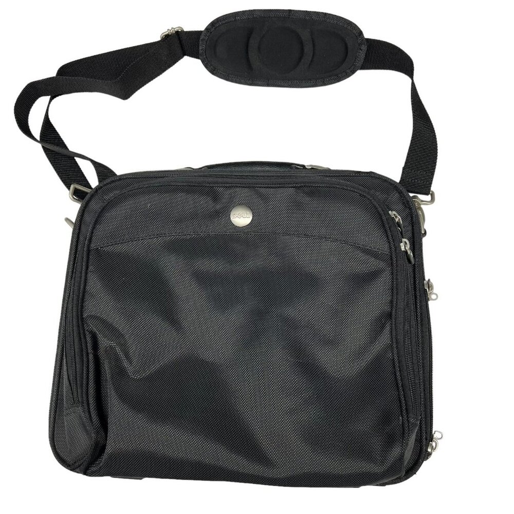 Dell Laptop Messenger Bag 15" Black Nylon Shoulder Case H9859 Travel Work Padded